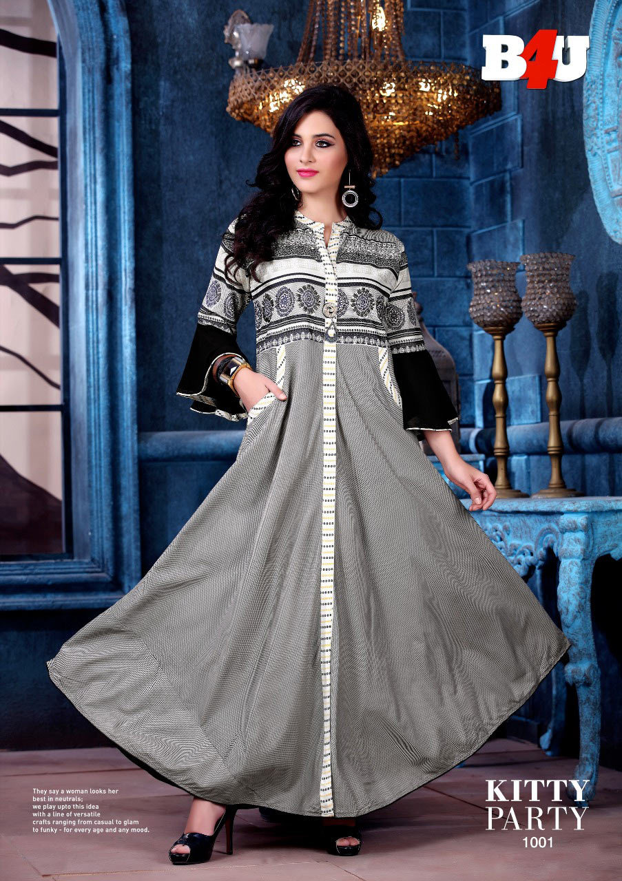Kitty Party B4U Design Cora Silk Handwork Kurti Kitty Party B4U Design Cora Silk Handwork Kurti